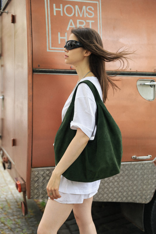ONE. HASE maxi green suede